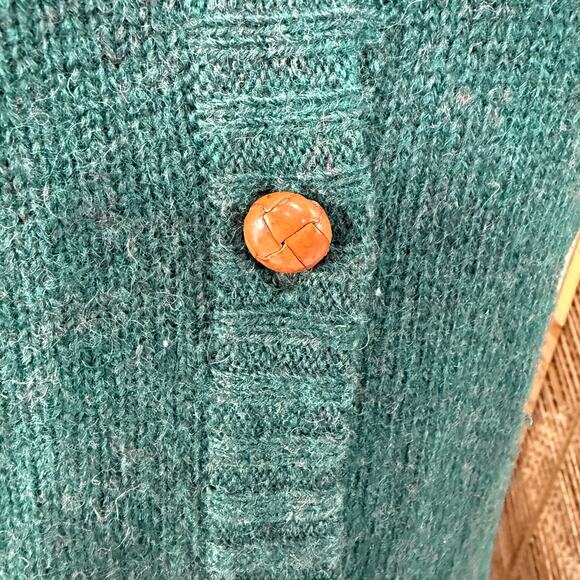 Vintage 80s 90s Woolrich Green Wool Grandpa Cardigan Sweater Twee Cottage L - Picture 5 of 9